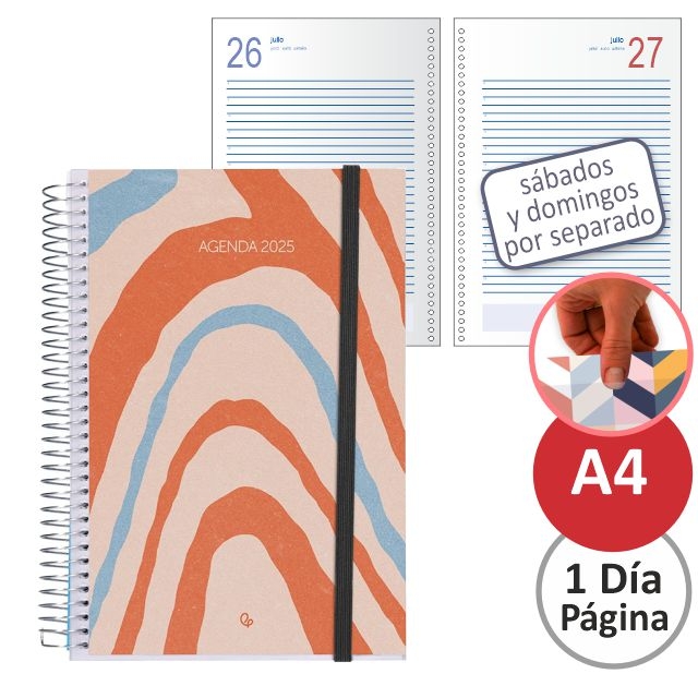 Agenda espiral tamaño Folio Din A4, 2024 un día por página