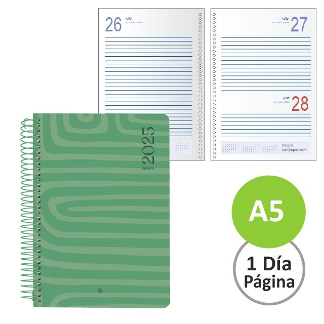 Comprar Agenda 2024 espiral, un da pgina, Liderpapel Syros verde