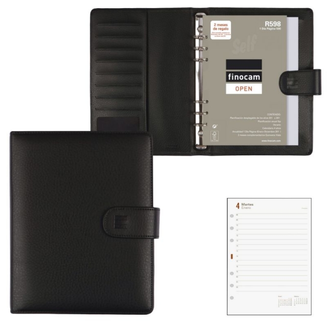 agenda finocam leo 500 negro dia página simil piel