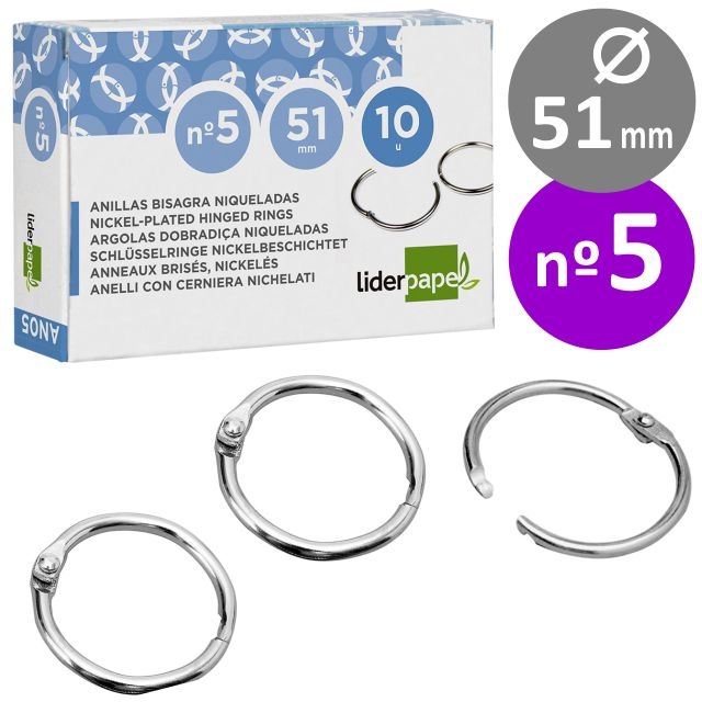 Comprar Caja con 10 anillas bisagra articuladas 51 mm, nº5