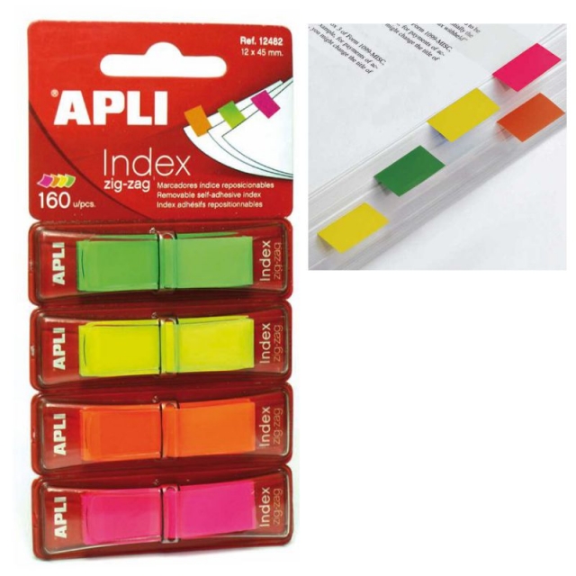 Comprar Banderitas con dispensador Apli Index 4 colores fluor neon