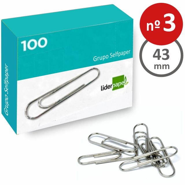 Comprar Clips Liderpapel Nº3 Labiado galvanizados 43 mm Caja de 100