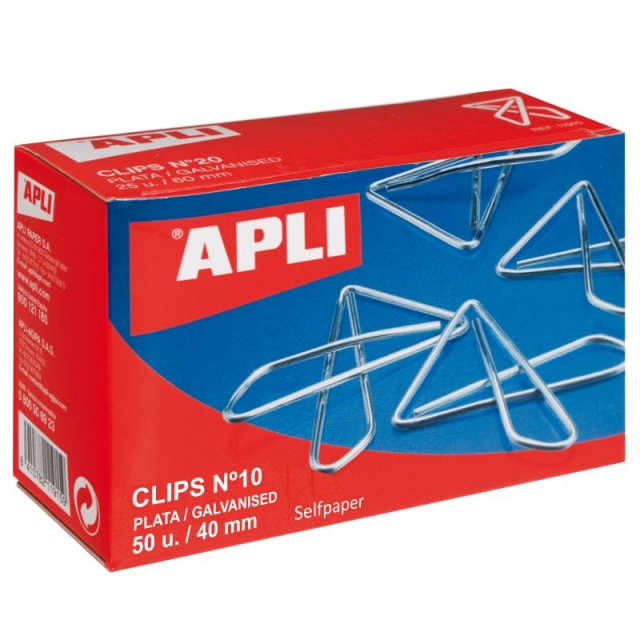 clips sujetapapeles mariposa apli, nº 10, 40 mm, c