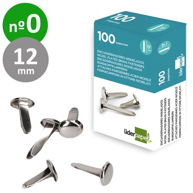 Comprar Encuadernadores pequeos de latn 12 mm niquelados n 0