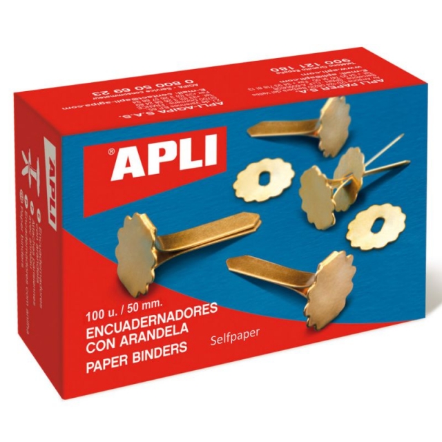 Comprar Encuadernadores Apli de 50 mm con arandela, dorados, c/100