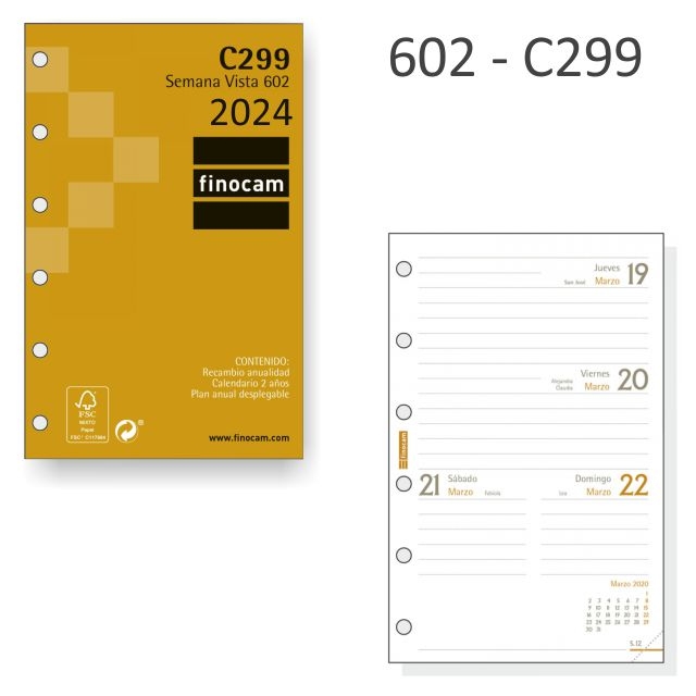 finocam c299 recambio agenda 602 semana vista