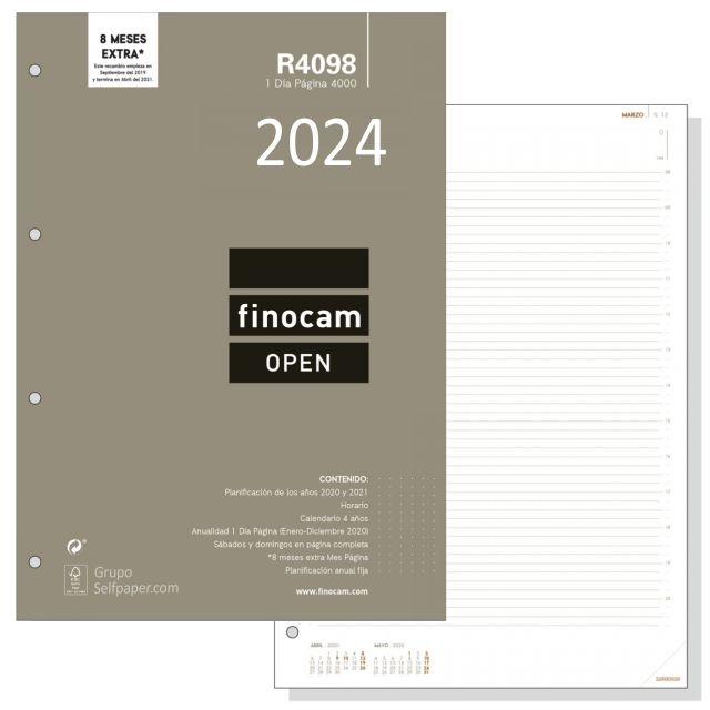 recambio agenda open finocam r4098 4000 dia pagina
