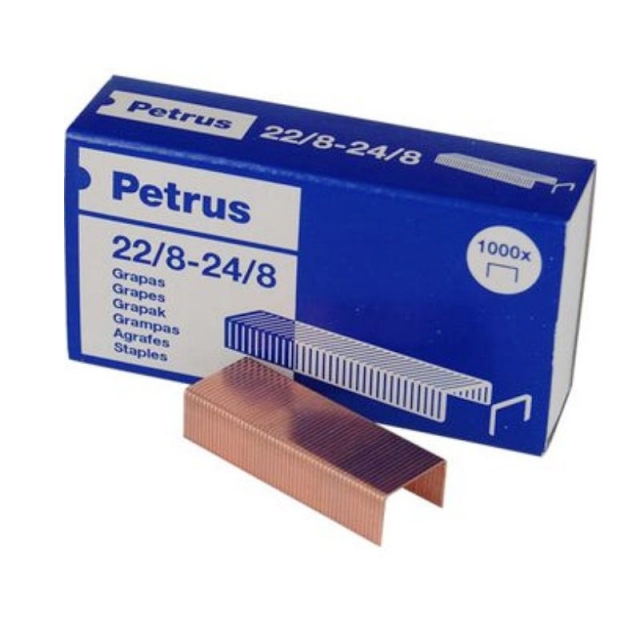 Comprar Petrus 55714, caja grapas 22/8 24/8 cobreadas, 1000 uds