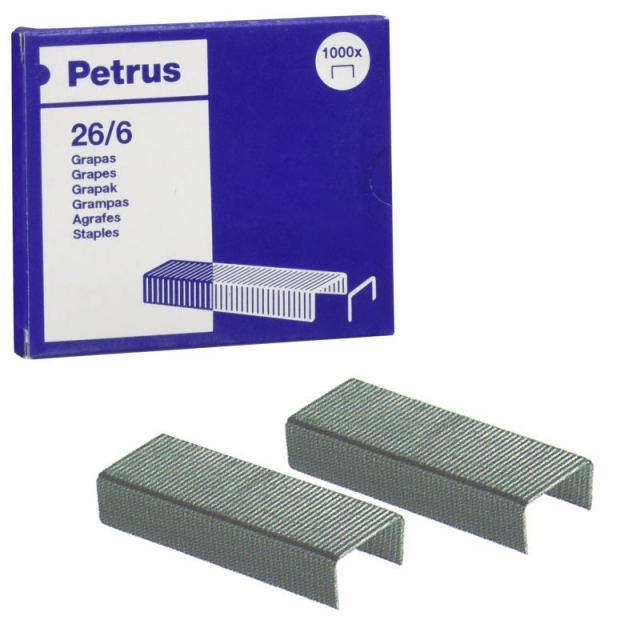 Comprar Caja de 1000 grapas Petrus 26/6 plateadas, Galvanizadas