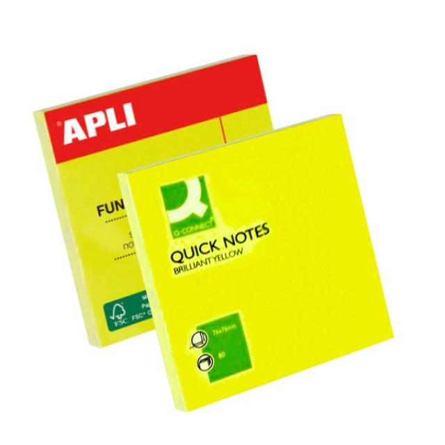 Comprar Q-Connect KK10514, Notas adhesivas amarillo neon fluor