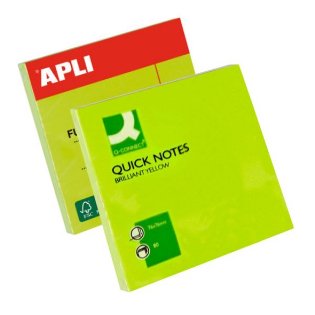 Comprar Notas adhesivas verde fluor neón 75x75 mm