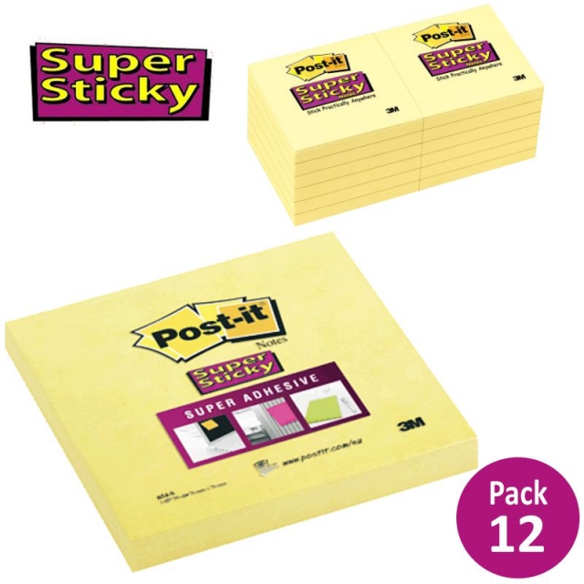 Comprar Notas adhesivas Post-it 654S Super Sticky 76x76mm Pack 12 ud