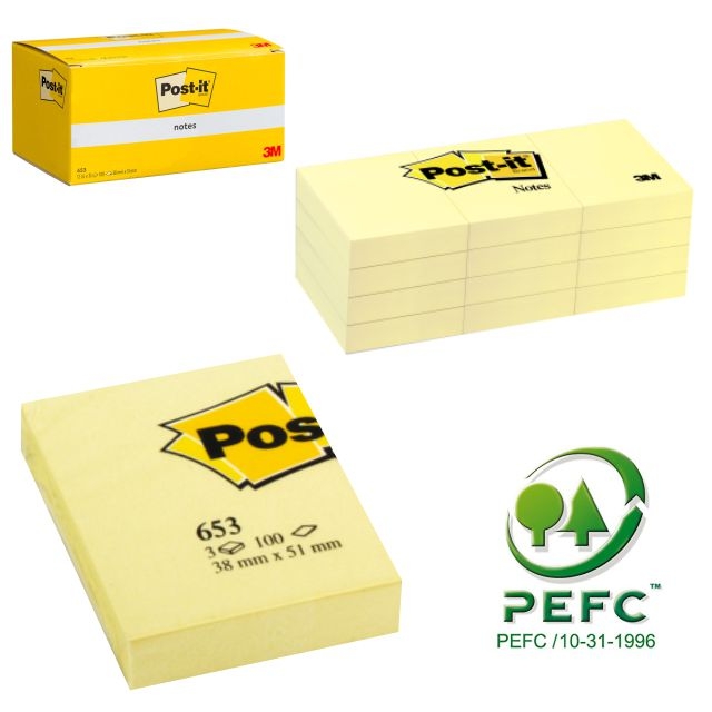 Comprar Notas Post-it 653, pequeas, en paquete 12 tacos 38x51mm