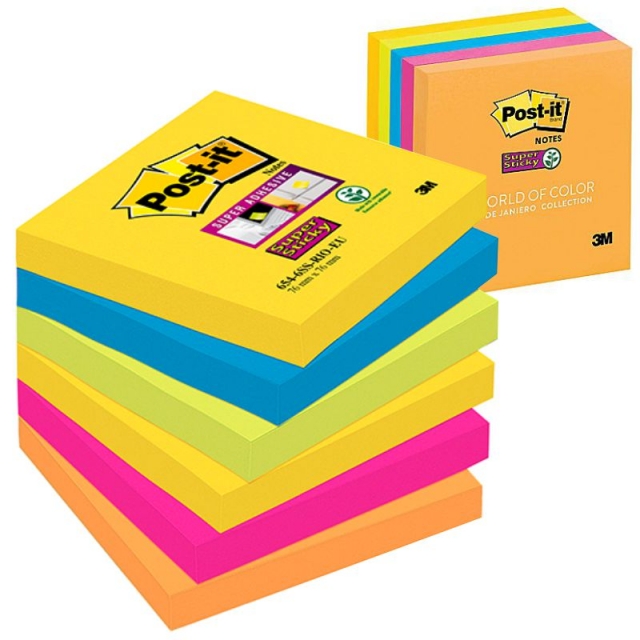 Comprar Notas adhesivas Post-it Carnival Rio, Pack 6 tacos 76x76mm