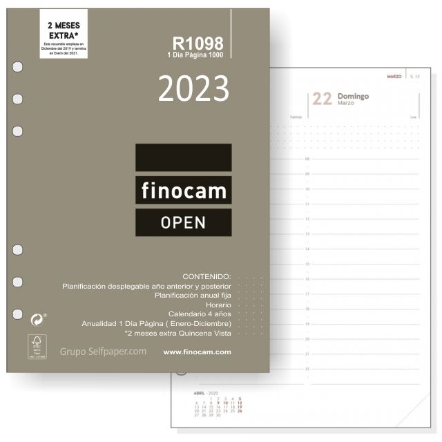 Comprar Recambio agenda Finocam Open 1000 un día página 2023