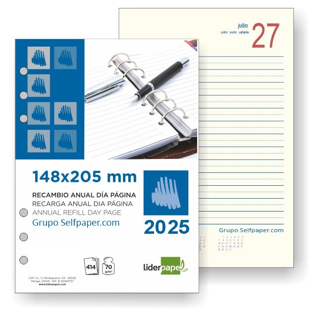 Comprar Recambio agenda universal 6 anillas 2025 da pgina 148x205