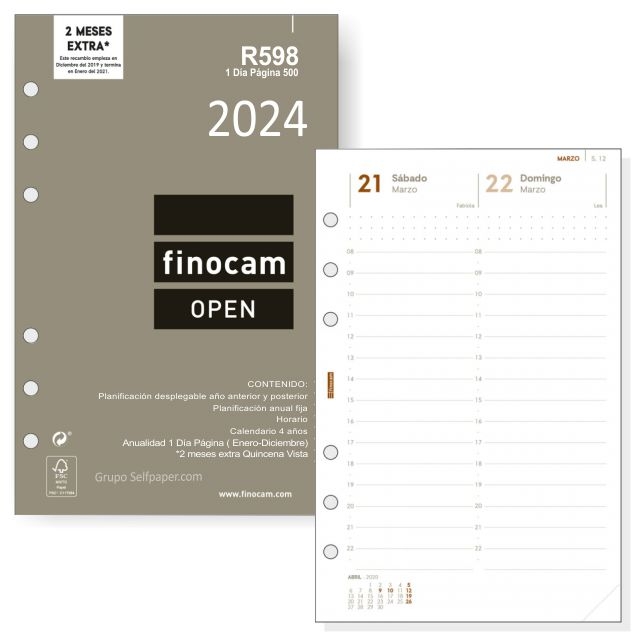 Comprar Finocam Open R598, Recambio Agenda 6 anillas da pgina 2024