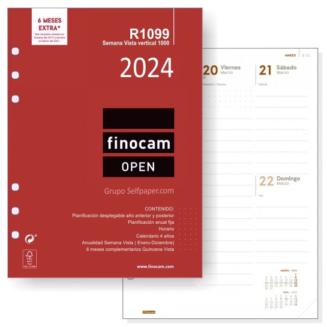 Comprar Recambio de agenda Finocam Open 2024 semana vista R1099