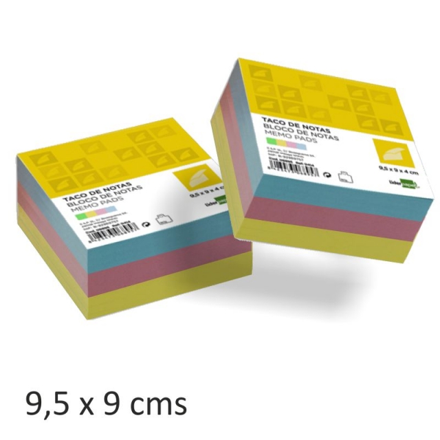 Comprar Notas de papel de colores surtidos, taco de 9x9,5 cms