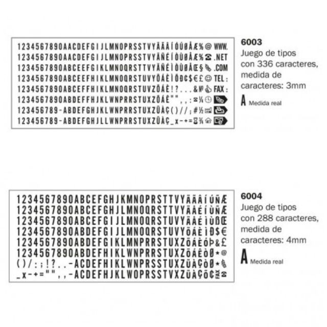 tipos letras imprentilla trodat 4912 typo