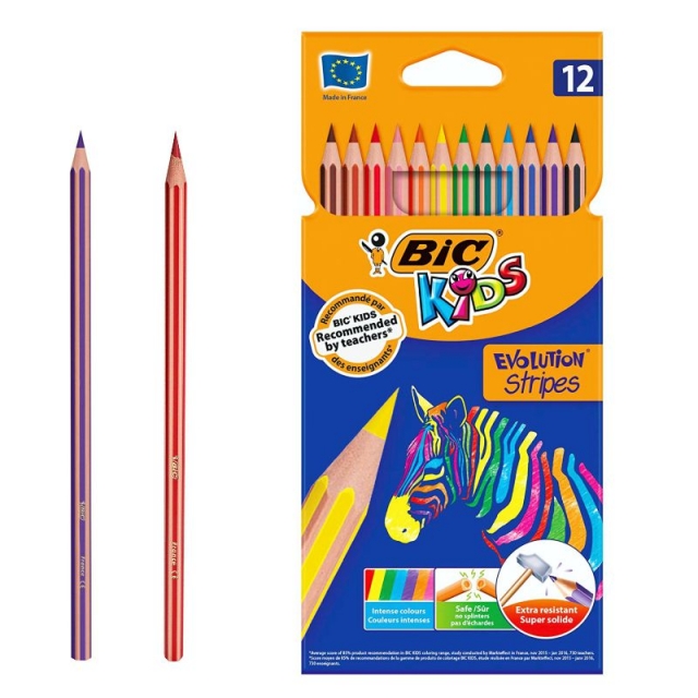 bic kids evolution stripes lapices 12 colores