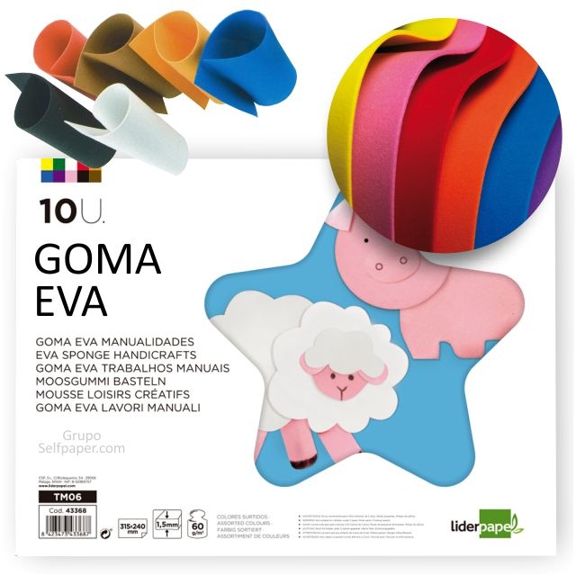 Comprar Goma eva folio, Din A4+, colores surtidos, 10 hojas