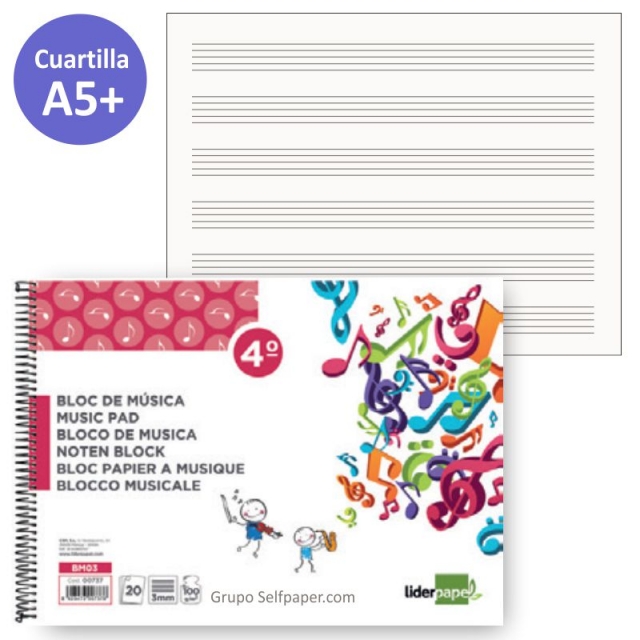 Comprar Cuaderno libreta de msica con pentagramas A5+ cuartilla