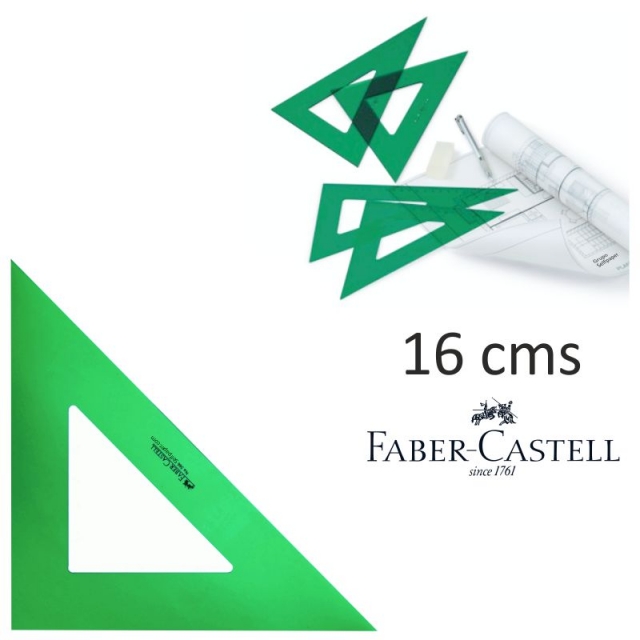 Comprar Escuadra sin graduar sin bisel 16 cms Faber-Castell verde