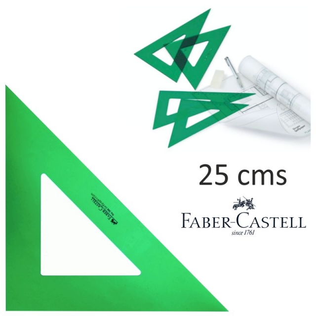 Comprar Escuadra 25 cms sin bisel, sin graduar, Faber-Castell verde