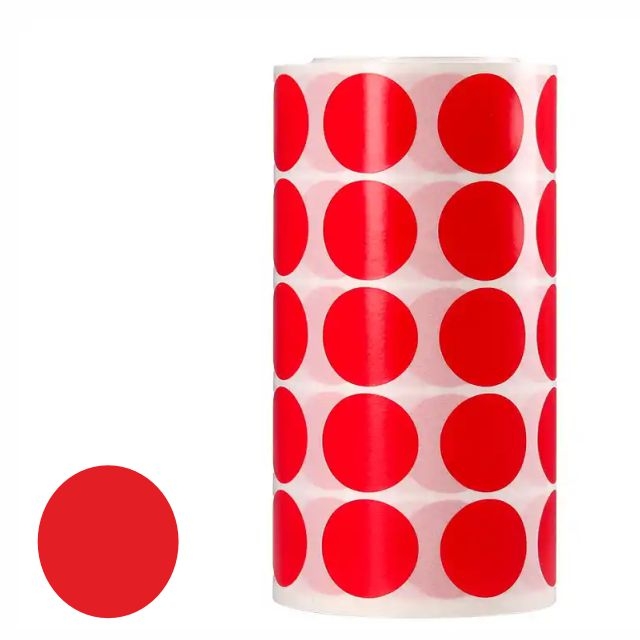 etiquetas sticker redondas rojas gomets