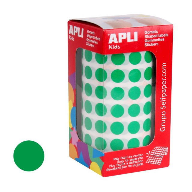 Comprar Gomets Apli 4854, rollo circulos 10.5 mm verdes