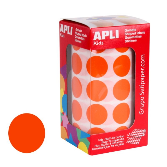 Comprar Gomets Apli 11488, circulos adhesivos 20 mm naranjas