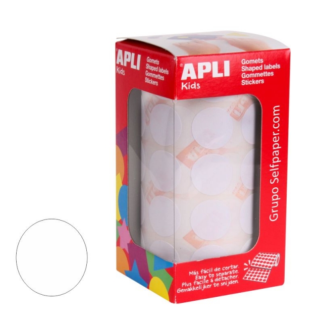 Comprar Gomets Apli 11905, circulos adhesivos 20 mm blancos