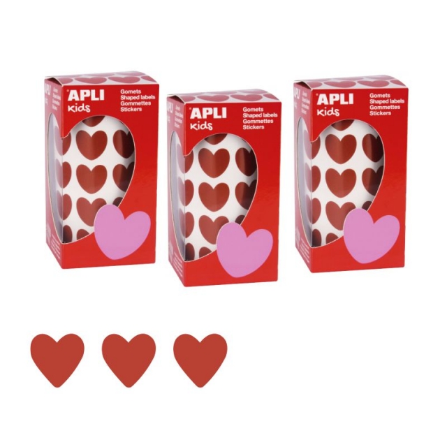 Comprar Rollo de Gomets apli, corazones rojos adhesivos