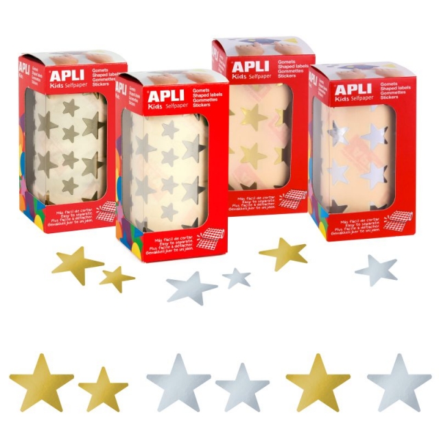 Comprar Rollo de Gomets Apli Estrellas Oro o Plata, metalizados