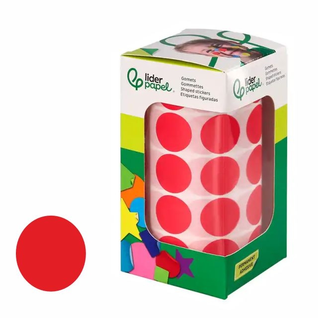 Comprar Rollo gomets círculos 20 mm adhesivos Rojos, redondos