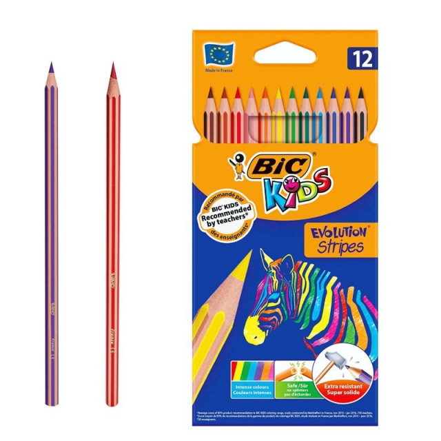 Comprar Bic Kids Evolution Stripes, lápices 12 colores