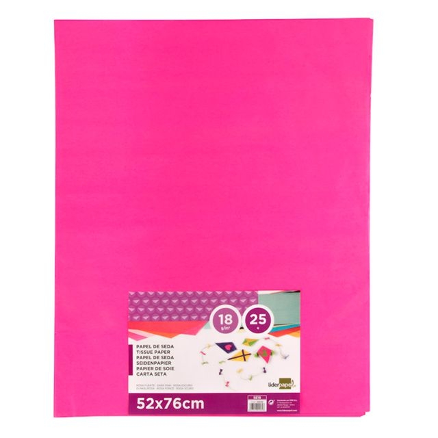 Comprar Mano 25 hojas papel de seda Fucsia Liderpapel SE19, 52x76 mm