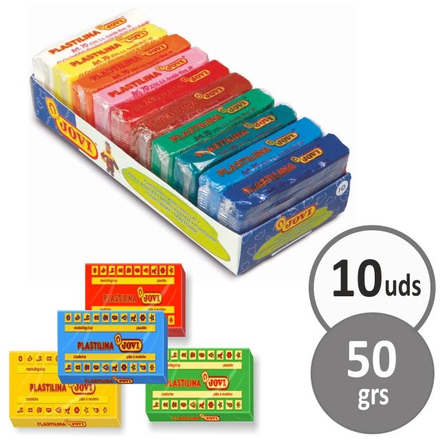 Comprar Bandeja 10 plastilinas pequeas Jovi 50 grs colores surtidos