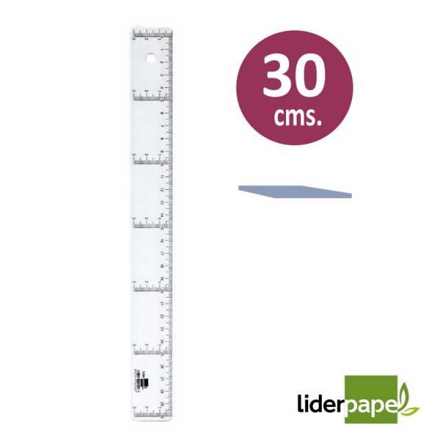 Comprar Regla de plástico de 30 cms, transparente Liderpapel