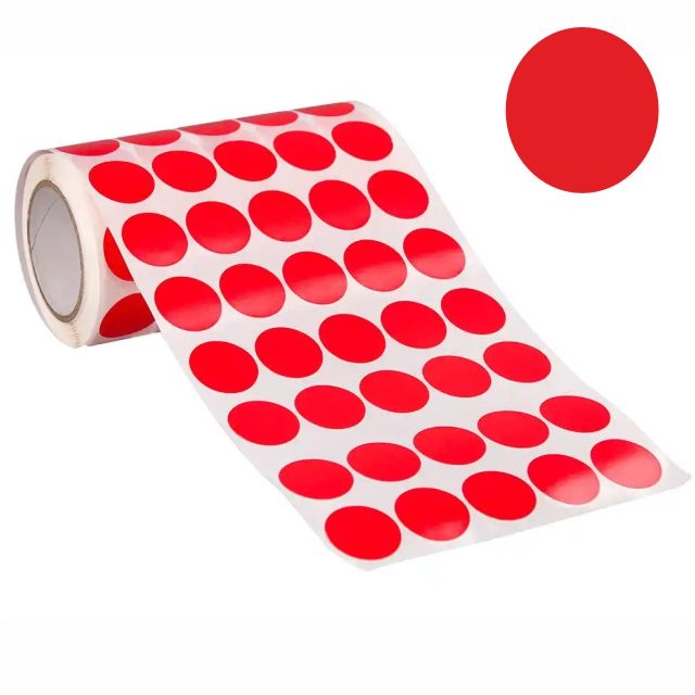 rollo gomets circulos 20 mm rojos redondos