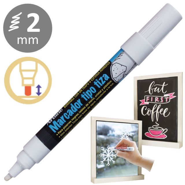 Comprar Rotulador para pizarra verde, negra o cristal, blanco 2 mm