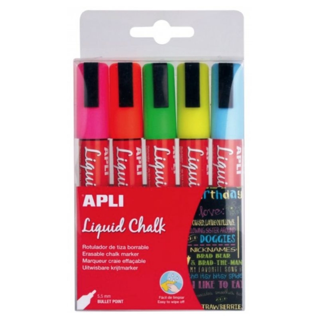 Comprar Marcadores tiza liquida Apli Liquid Chalk Pack 5