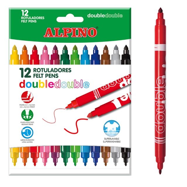 Comprar Alpino Double Rotuladores con 2 puntas 10 colores surtidos