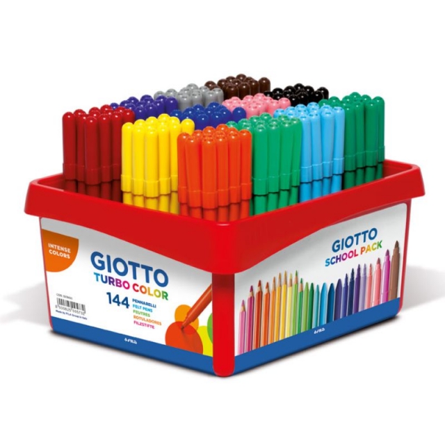 Comprar Schoolpack Gioto Turbo color con 144 rotuladores Classbox