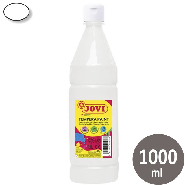 Comprar Tempera escolar Jovi, botella 1 Litro, 1000cc, color blanco
