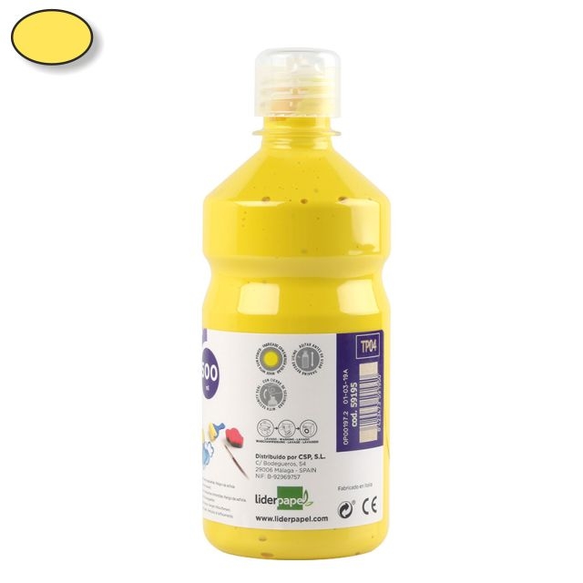 Comprar Témpera escolar líquida Liderpapel TP04 500ml amarillo