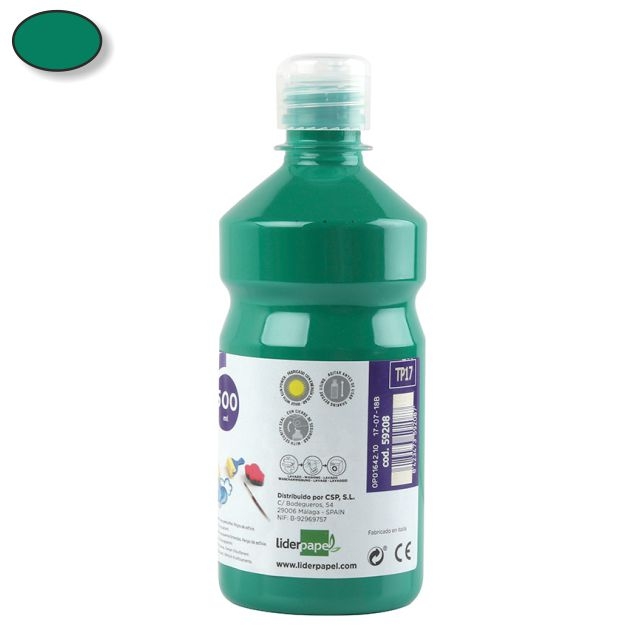 Comprar Témpera escolar líquida Liderpapel TP17 500ml verde oscuro