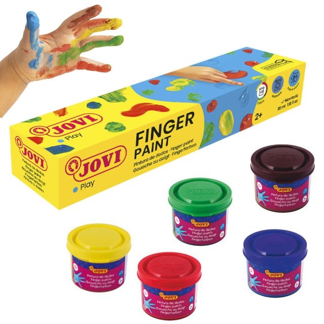 tempera infantil pintura dedos jovi caja 5 botes