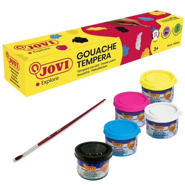 témpera jovi caja 5 colores básicos + pincel esc